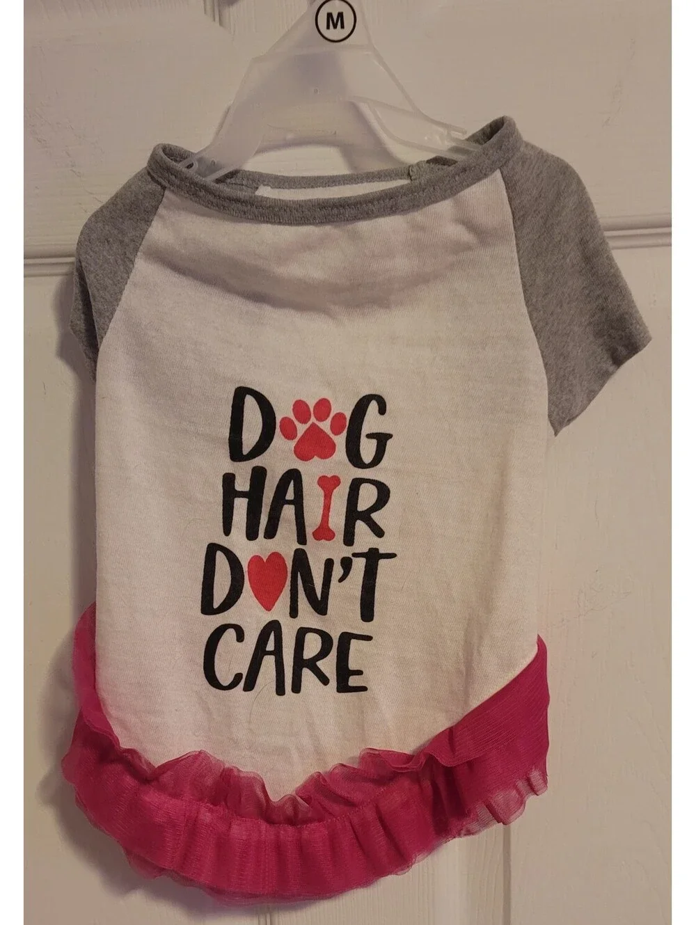 PAW NYC 'DOG HAIR DON'T CARE' PINK TUTU SHIRT DRESS PET DOG LARGE